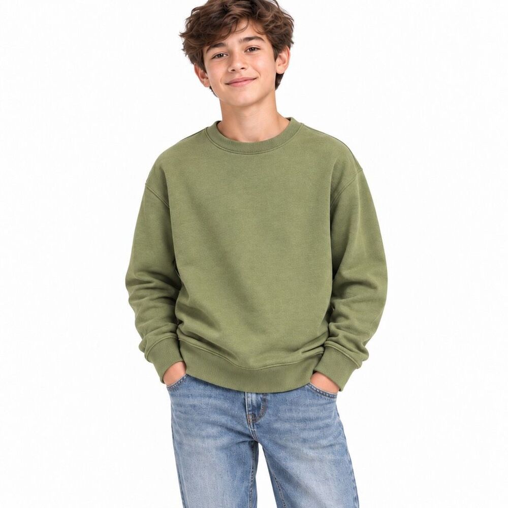 Cat & Jack Boys Olive Green Crewneck Sweatshirt Size XL 14